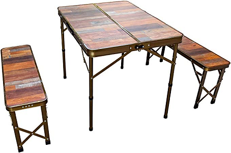 Viaggio+ アウトドア テーブル ベンチ 3点セット 高さ調整 ベンチセット テーブルセット テーブルチェアセット